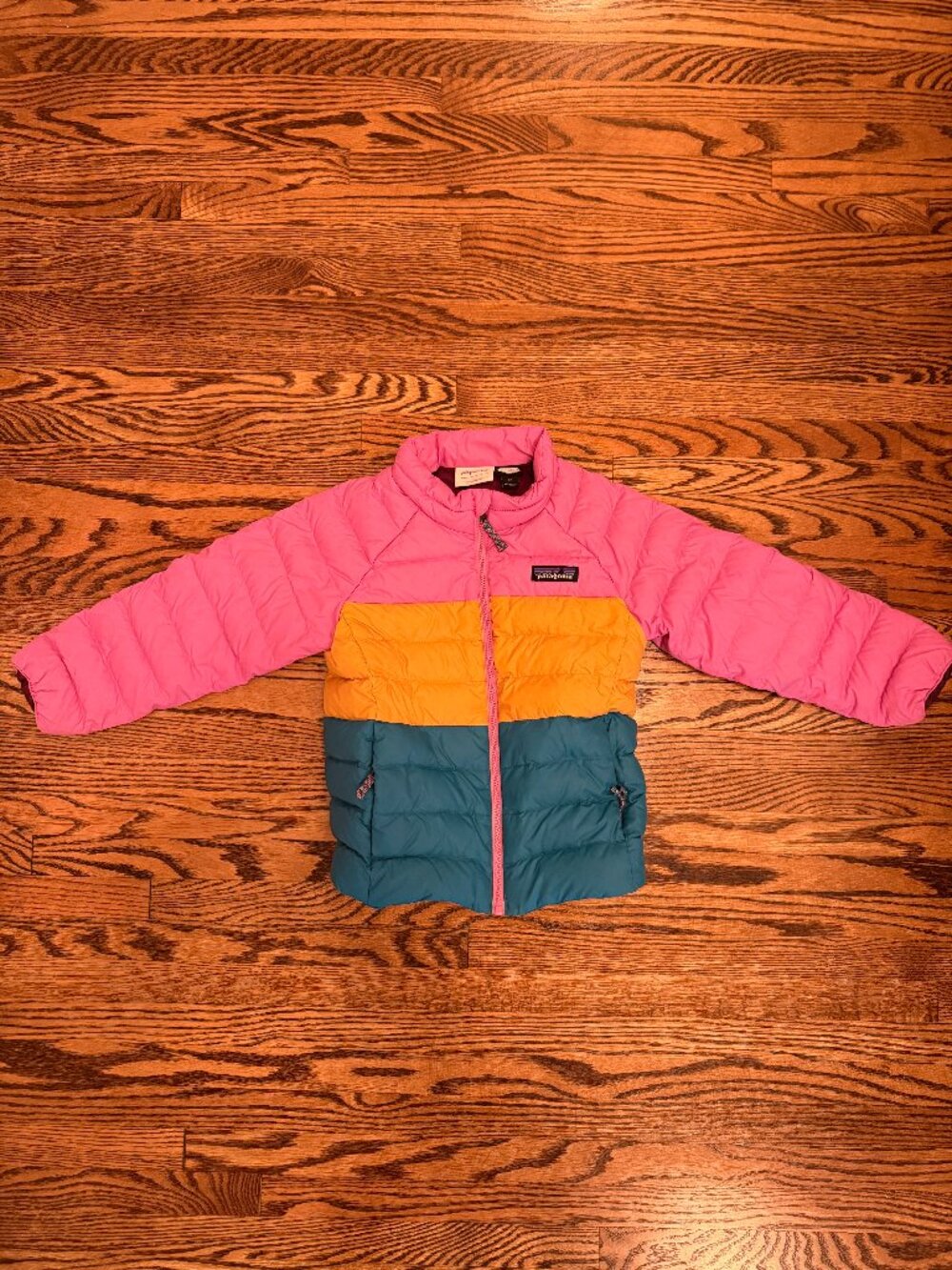 Patagonia Baby Down Sweater Jacket 4T Marble Pink Colorblock